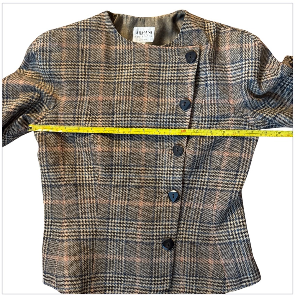 Armani Collezioni - Plaid Virgin Wool Cashmere Blend Jacket Blazer - Size 4 -EUC - Picture 11 of 15